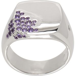 Tom Wood Bague carrée argentée à ornement Molecule mauve - FR 64