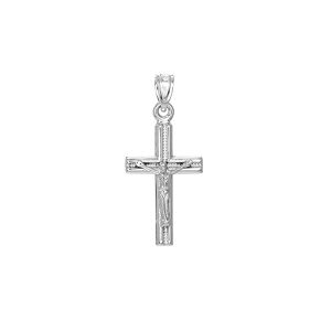 JewelryWeb Collier avec pendentif crucifix texturé 3D en or blanc 14 carats poli pour femme, one-size, Métal Or blanc Doré Métal Or blanc, Pas de gemme - Publicité