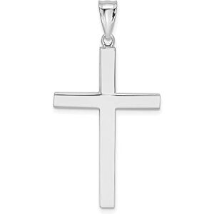 JewelryWeb Collier avec pendentif en forme de croix latine en or blanc 14 carats 40 x 21 mm de large Bijoux pour femme, one-size, Métal Or blanc Doré Métal Or blanc, Pas de gemme - Publicité