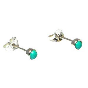 Art Gecko Petites boucles d'oreilles rondes en argent sterling 925-3 mm Turquoise tibétain - Publicité