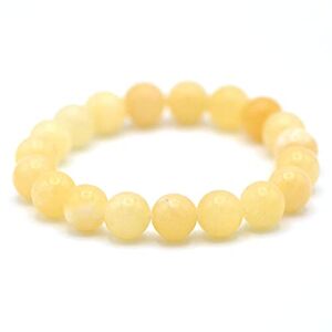 Miracles Minéraux Bracelet perle ronde 10 mm, pierre naturelle, création artisanale française, plus de 40 choix (Calcite jaune 10 mm) - Publicité