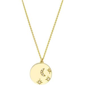 JewelryWeb Collier avec pendentif en or jaune 14 carats avec diamant 0,035 Dwt Lune céleste et démarre Médaille réglable pour femme – 46 cm, One Size, Diamant Gemme Or, Diamant - Publicité