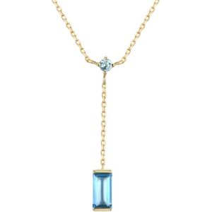 AMDXD Collier avec pendentif en or véritable 18 carats / 14 carats / 9 carats Collier rectangulaire pour femme avec topaze bleue Au750 / Au585 / Au375 Bijou fantaisie pour femme, Or rose 14 - Publicité