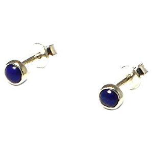 Art Gecko Boucles d'oreilles rondes en argent sterling 925-4 mm avec lazuli bleu - Publicité