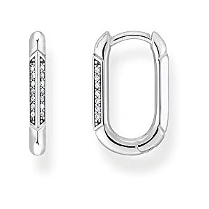 Thomas Sabo  Boucles d'oreilles créoles pour femme en argent sterling 925 noirci avec zircones Taille : 16 x 10,3 mm, 16x10,3 mm, Argent sterling, Zircone cubique 1 - Publicité