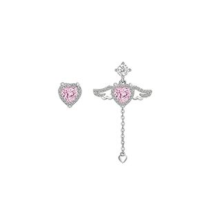 YOUNAFEN Collier avec pendentif ailes d'ange en cristal rose et boucles d'oreilles pour femme, B, Métal, Pas de gemme - Publicité