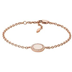 Fossil Bracelet Pour Femmes , 16.5 Cm L + 2 Cm Extension Or Rose, Blanc Semi-Précieux, Bracelet En Acier Inoxydable, - Publicité