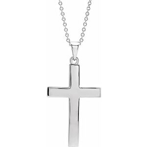 JewelryWeb Collier en or blanc 14 carats 23 x 15,9 mm poli avec croix religieuse pour femme – 46 cm, One Size, Or Métal Or blanc, Pas de gemme - Publicité