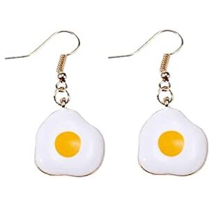 Tainrunse Crochet Boucles D'oreilles Femmes Drôle Oeuf Poché Dangle Crochet Boucles D'oreilles Bijoux Piercing Usage Quotidien Jaune blanc - Publicité