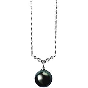 ONDIAN Collier avec pendentif en perles noires de culture d'eau de mer 18K, 8-9MM, pendentif en diamant avec chaîne, bijoux fins, cadeaux - Publicité