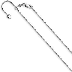 JewelryWeb Chaîne en or blanc 14 carats de 1 mm réglable pour femme – 56 cm, One Size, Or Métal Or blanc, Pas de gemme - Publicité