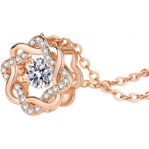 HAODUOO Collier avec pendentif découpé en argent plaqué North Star for femme avec accessoires mobiles en pierre centrale en zircone micro-ensemble à quatre broches ( Color : Rose Gold , Size : One Size ) - Publicité