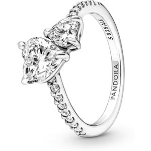 Pandora Timeless Bague Cœur Double en argent sterling avec zircones cubiques transparentes, taille 58 - Publicité