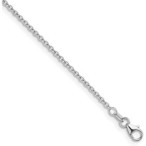 JewelryWeb Chaîne en or blanc 18 carats 2 mm 46 cm Bijoux pour femme, One Size, Métal Or blanc Doré Métal Or blanc, Pas de gemme - Publicité