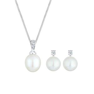 DIAMORE Elli DIAMONDS parure de bijoux Femmes Clous d'Oreilles Perle de Culture d'Eau Douce avec Diamant (0.10 ct.) en Argent Sterling 925 - Publicité