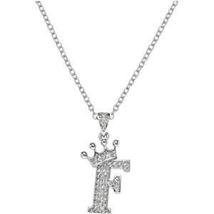 Generic Collier avec pendentif couronne de 26 lettres anglaises en diamant complet pour femme, colliers en strass couronne A Z 26 colliers avec initiales de l'alphabet pour adolescents et filles,, taille - Publicité