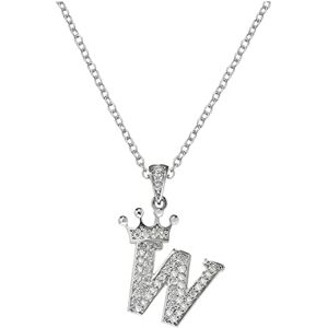 Generic Collier avec pendentif couronne de 26 lettres anglaises en diamant complet pour femme, colliers en strass couronne A Z 26 colliers avec initiales de l'alphabet pour adolescents et filles,, taille - Publicité