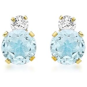 Carissima Gold 9 ct Or jaune avec 6 mm Round Blue Topaz and Cubic Zirconia Stud Earrings Pour Femme - Publicité