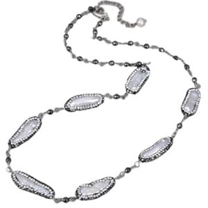 FTTAODFY Bijoux 22 pouces naturel blanc Biwa perle noir marcassite facettes ronde hématite collier for les femmes remplir - Publicité