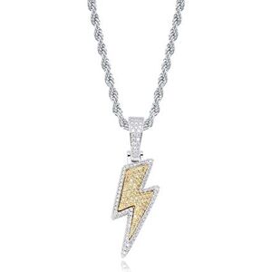 KMASAL Collier avec pendentif flash glacé plaqué or 18 carats plaqué or bling CZ imitation diamant Hip Hop Rappeur Chaîne pour hommes et femmes, Laiton Zircone cubique, Diamant - Publicité