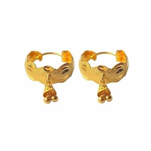 Satfale Jewellers Amende certifiée réelle 22K/18K Jaune Or Abstrait Boucles d'oreilles créoles - Publicité