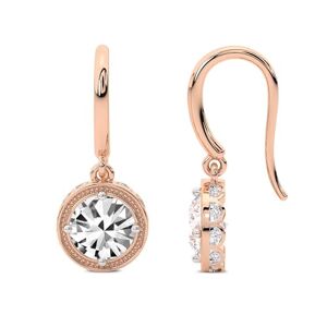 Friendly Diamonds 8 CT TW IGI-zertifiziert Ronde Forme Im Labor gezüchteter Diamant Earrings   18K in Or Rose   Bella Vintage baumelnde Diamant-Ohrringe   Réglage des broches   FG-VS1-VS2 Qualité - Publicité