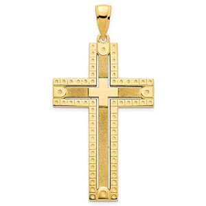 JewelryWeb Collier avec pendentif en forme de croix religieuse en or 14 carats 21,15 mm de large et 0,93 mm d'épaisseur Bijoux pour femme, One Size, Métal Doré Métal, Pas de gemme - Publicité