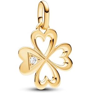 Pandora ME Charm médaillon Trèfle à quatre feuilles en métal plaqué or 14 carats avec zircones cubiques transparentes - Publicité