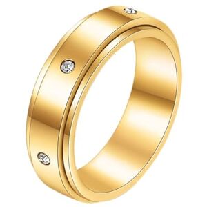 Beydodo Bague Anti Stress Acier Inoxydable, Bague Femme Fiançailles Taille 62 Bague Tournante avec Zirconium - Publicité