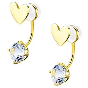 Ayoiow Boucles D'Oreilles Femme Or 18K Coeur Et Topaze Or Clous D'Oreille Femme - Publicité