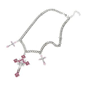 HUIFACAI Collier avec pendentif en forme de croix Bijoux gothiques Arc-en-ciel Crucifix Chaîne pour femme, as the pic show, Métal, Pas de gemme - Publicité