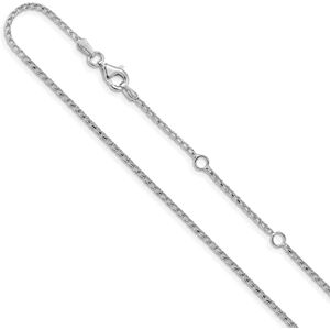 JewelryWeb Collier Franco ouvert en or blanc 14 carats de 1,4 mm avec chaîne réglable de 3 cm + 3 cm de longueur 46 cm pour femme, One Size, Or Métal Or blanc, Pas de gemme - Publicité