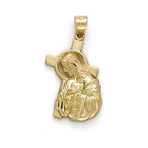 JewelryWeb Collier avec pendentif en forme de croix religieuse en or jaune 14 carats pour femme, one-size, Or Métal Or jaune, Pas de gemme - Publicité