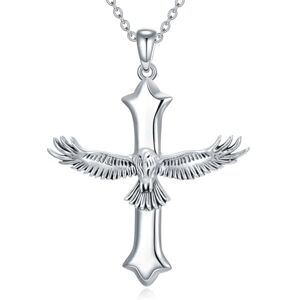 YFN Collier avec pendentif en forme de croix aigle en argent 925 Pour homme et femme, Argent sterling - Publicité