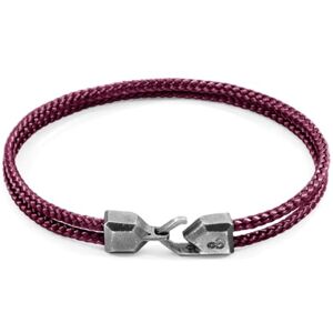 ANCHOR & CREW Bracelet Cromer Argent Et Corde Violet Aubergine Homme 21cm - Publicité