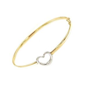 forme di Lucchetta Lucchetta Bracelet en Or 9 carats pour Femme avec Coeur Jonc en Or Jaune et Blanc Taille 17.5cm Certificat d'Or Véritable Coffret Cadeau Élégant - Publicité