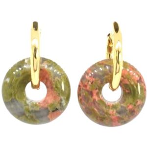 Tesselite Boucles d'oreilles en Pierre-Boucle d'oreille en Cristal Quartz Rose Naturel améthyste Aventurine Verte Ronde Creuse Femmes Boucles d'oreilles en Pierre Bijoux Cadeaux, Unakite, Taille Unique - Publicité