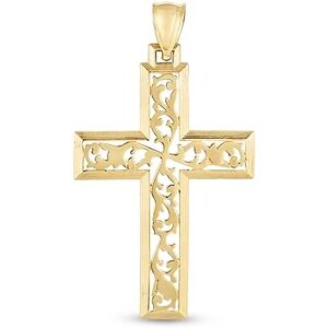 JewelryWeb Collier avec pendentif croix religieuse en or jaune poli 14 carats pour femme, One Size, Métal Or jaune Doré Métal Or jaune, Pas de gemme - Publicité