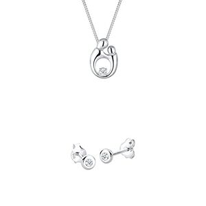 Elli DIAMORE Collier court Argent 925 Diamant 0.03 cts 45 cm 0105860815_45 + Diamore Boucles d'Oreilles Femme Argent 925/1000 Diamant Blanc 0,005 ct. 304591913 - Publicité