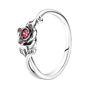 Pandora Bague Disney La Belle et la Bête en argent sterling rose avec zircones cubiques rouges et transparentes, taille 56 - Publicité