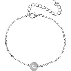 Cuwtheugwg Rose Rhodonite Perle Plaqué Perles Anneaux Bracelet Initial Personnalisé Bracelet Lettre En Acier Inoxydable Plaqué Argent Bracelet À Breloques Pièce Délicate Bracelet Délicat Argent Mm (J, One Size) - Publicité