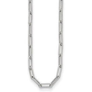 JewelryWeb Collier en or blanc 14 carats creux de 4 mm avec lien trombone plat 41 cm Bijoux pour femme, One Size, Or Métal Papier, Pas de gemme - Publicité