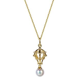 ONDIAN Collier avec pendentif en perles d'horloge 18K, Design Unique de ballon à Air chaud, bijoux fins en perles de 5 à 5.5MM pour femme, maman, grand-mère, petite amie - Publicité