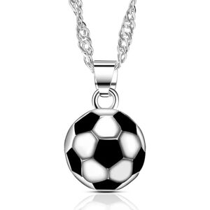 Ryaupy Collier avec pendentif en forme de football, en acier inoxydable, cadeau de football, pour garçons, filles, enfants, hommes, femmes, bijoux unisexes pour Noël, 55 cm - Publicité