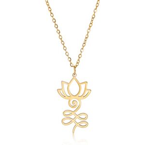 VASSAGO Unalome Collier avec pendentif en forme de fleur de lotus pour femme collier hippie avec breloque fleur de lotus collier de yoga bouddhiste en acier inoxydable bijou cadeau pour femme - Publicité