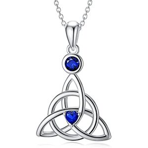 POTOPYY Collier avec pendentif nœud de la trinité celtique en argent sterling S925 avec pendentif nœud irlandais porte-bonheur pour femme, Métal, Zircone cubique - Publicité