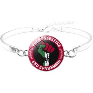 CTDWNT Bracelet drapeau palestinien, bracelet réglable en perles de pierres précieuses noires, bracelet drapeau national pour femmes, hommes, bracelets à fil, Sans pierre précieuse - Publicité