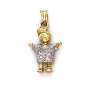 JewelryWeb Collier avec pendentif rond en or 14 carats bicolore pour femme, Métal - Publicité