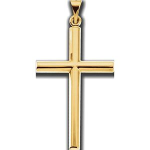 JewelryWeb Collier avec pendentif en forme de croix religieuse en or jaune 14 carats 31,5 x 2 mm, 3.15 - Publicité