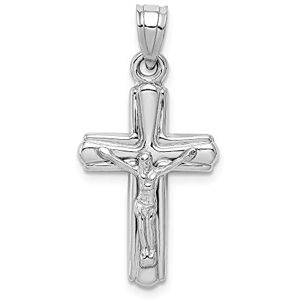 JewelryWeb Collier avec pendentif crucifix creux réversible en argent sterling 925 poli 28 x 14 mm de large Bijoux pour femme, one-size, Métal Argent Argent sterling, Pas de gemme - Publicité